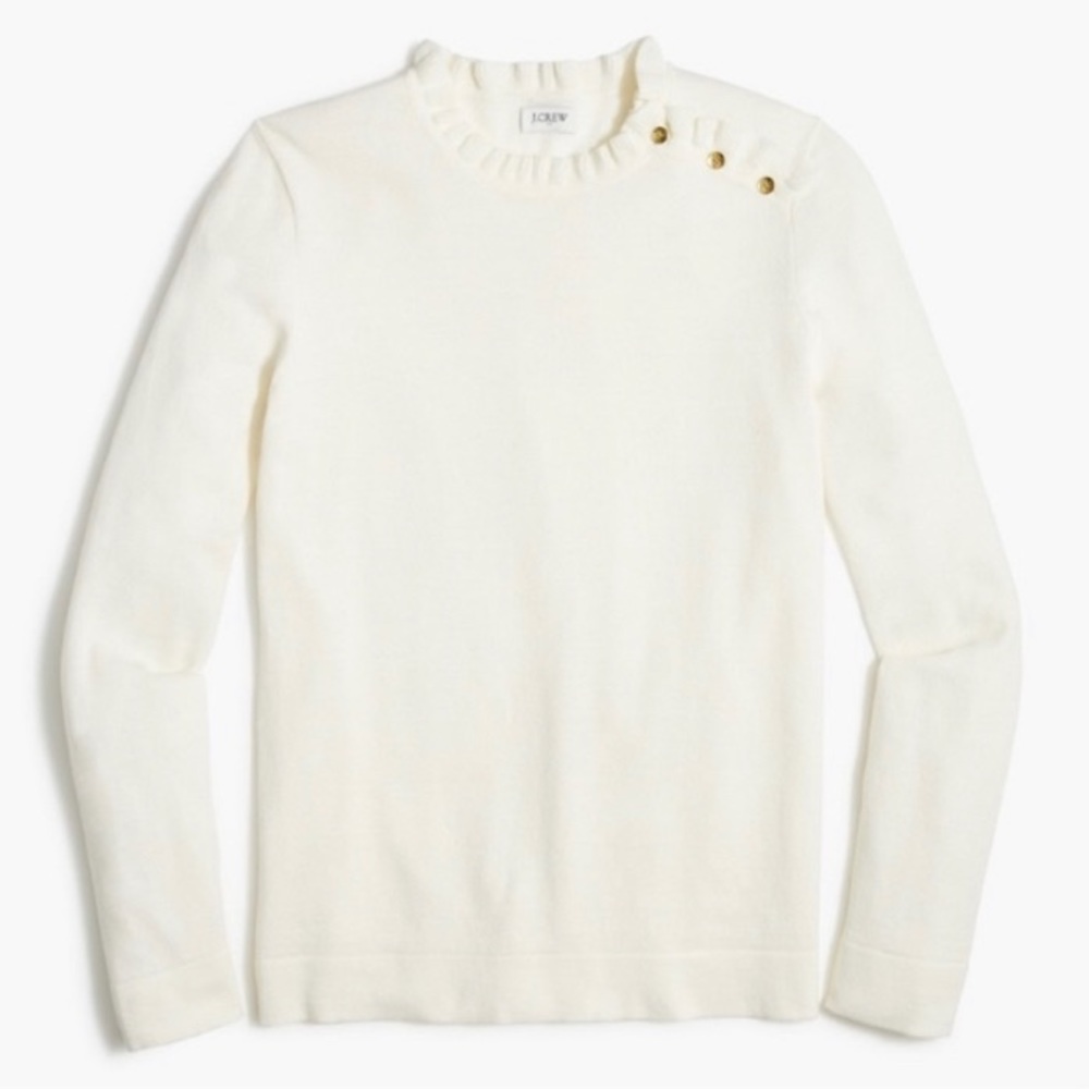 JCREW 100% cotton sweater with ruffle collar